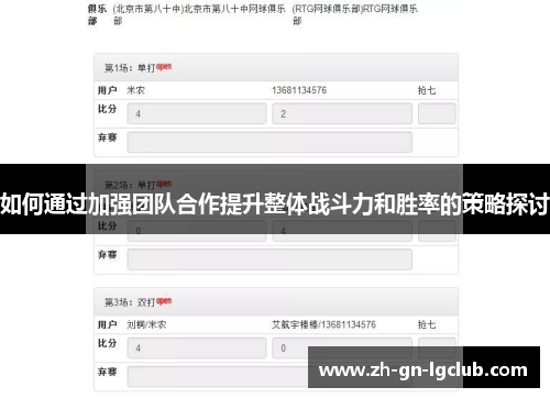 如何通过加强团队合作提升整体战斗力和胜率的策略探讨